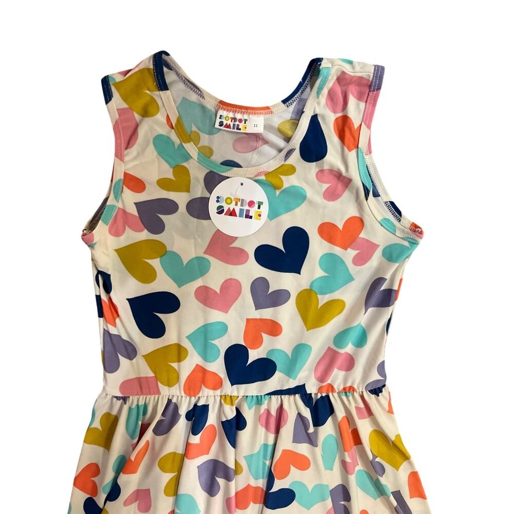 DotDot Smile Tank Dress Girls 11 NEW Multi Heart Print Sleeveless Pullover - Picture 5 of 10